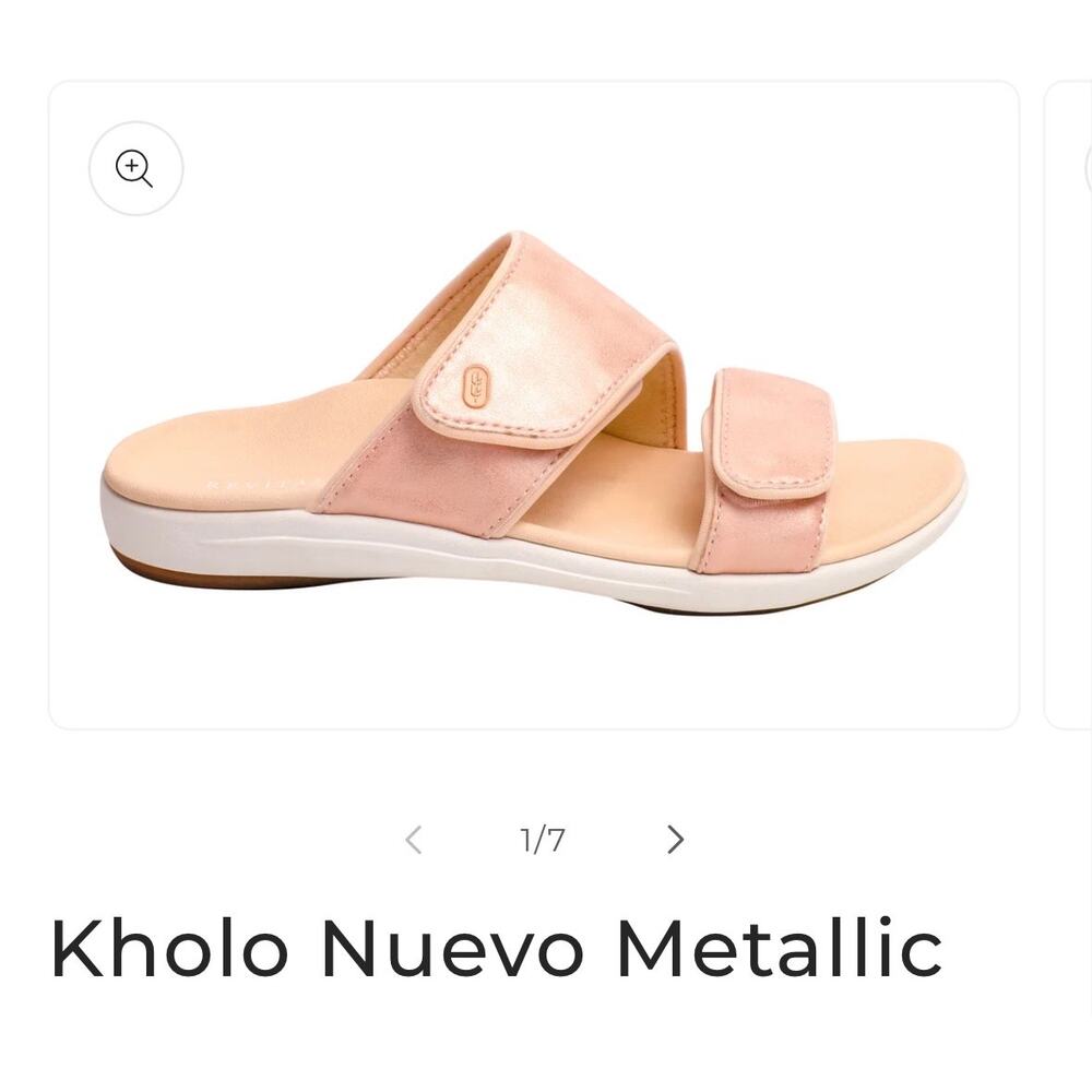 Revitalign Orthotic Slide Sandals - Kholo Nuevo Metallic Rose Gold NWT Size7D